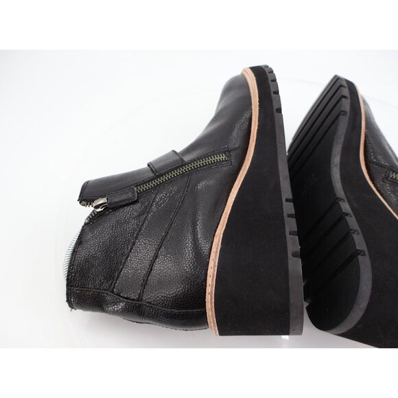 Eileen Fisher Women's Cargo Leather Wedge Booties Size 11 Black Zip Up - Picture 7 of 10